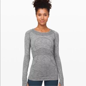 Lululemon Swiftly Tech Long-Sleeve Top 2.0 Hip Length Sz 4 Grey Thumb Holes Gym